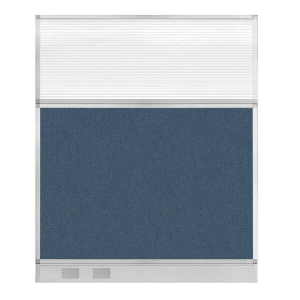 Versare Hush Panel Cubicle Partition 5' x 6' W/ Window Caribbean Fabric Clear Fluted Window W/Cable Channel 1812575-1 - main